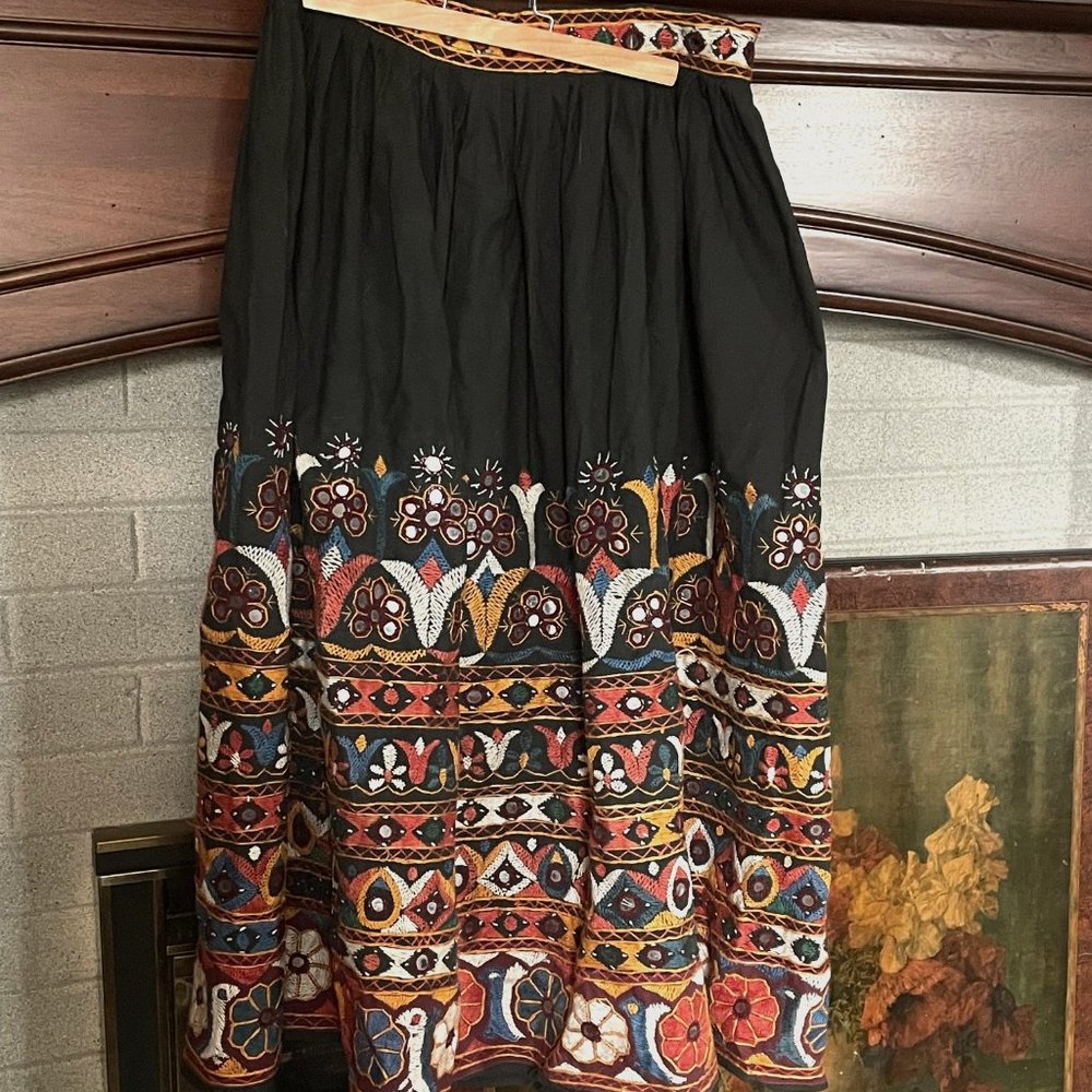 Vintage embroidered folk skirt